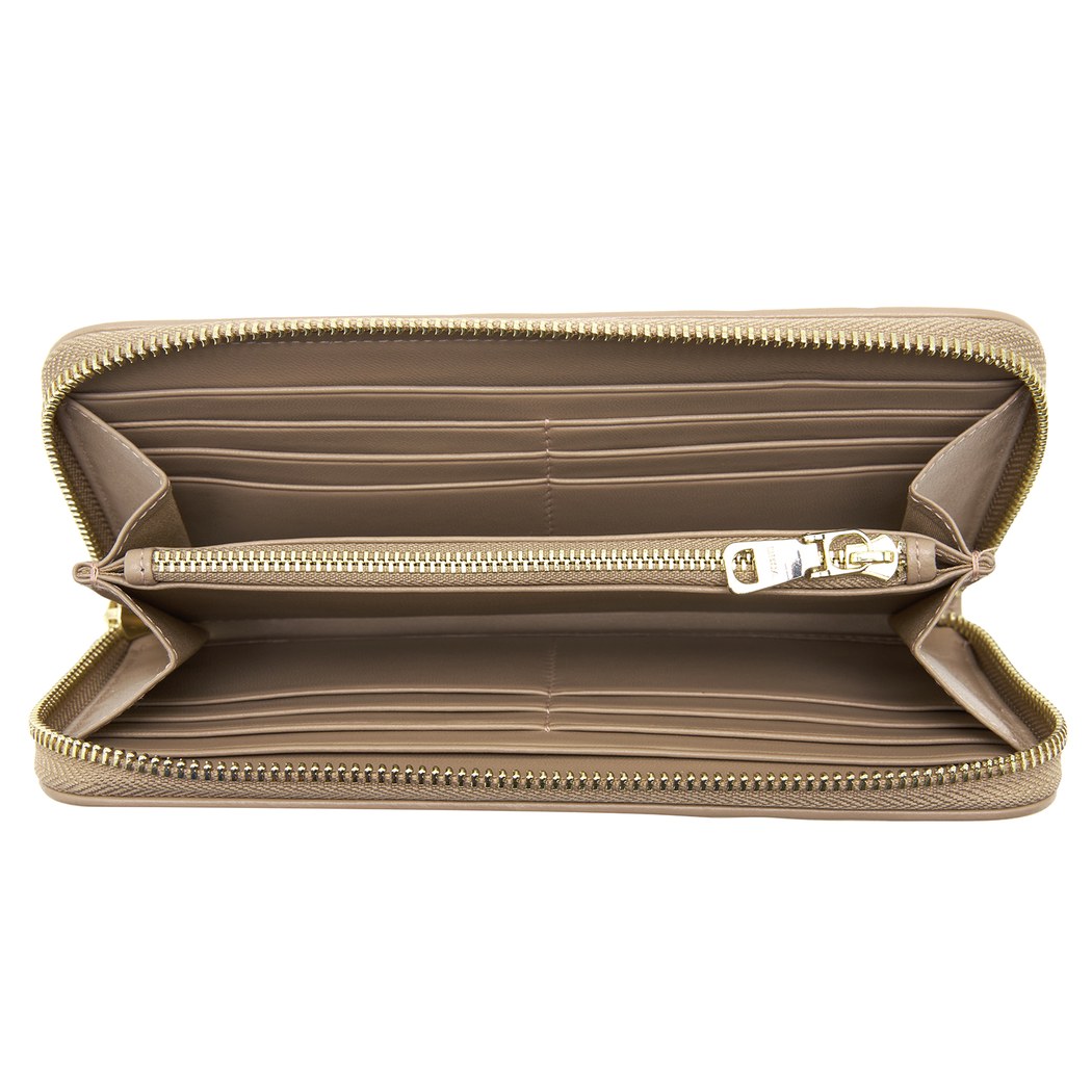 Bej Kadın Monogram Deri Cüzdan