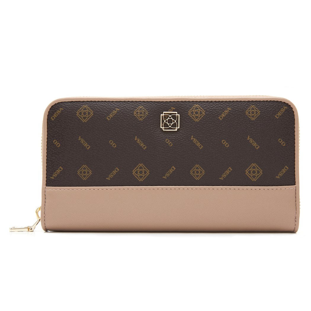 Bej Kadın Monogram Deri Cüzdan