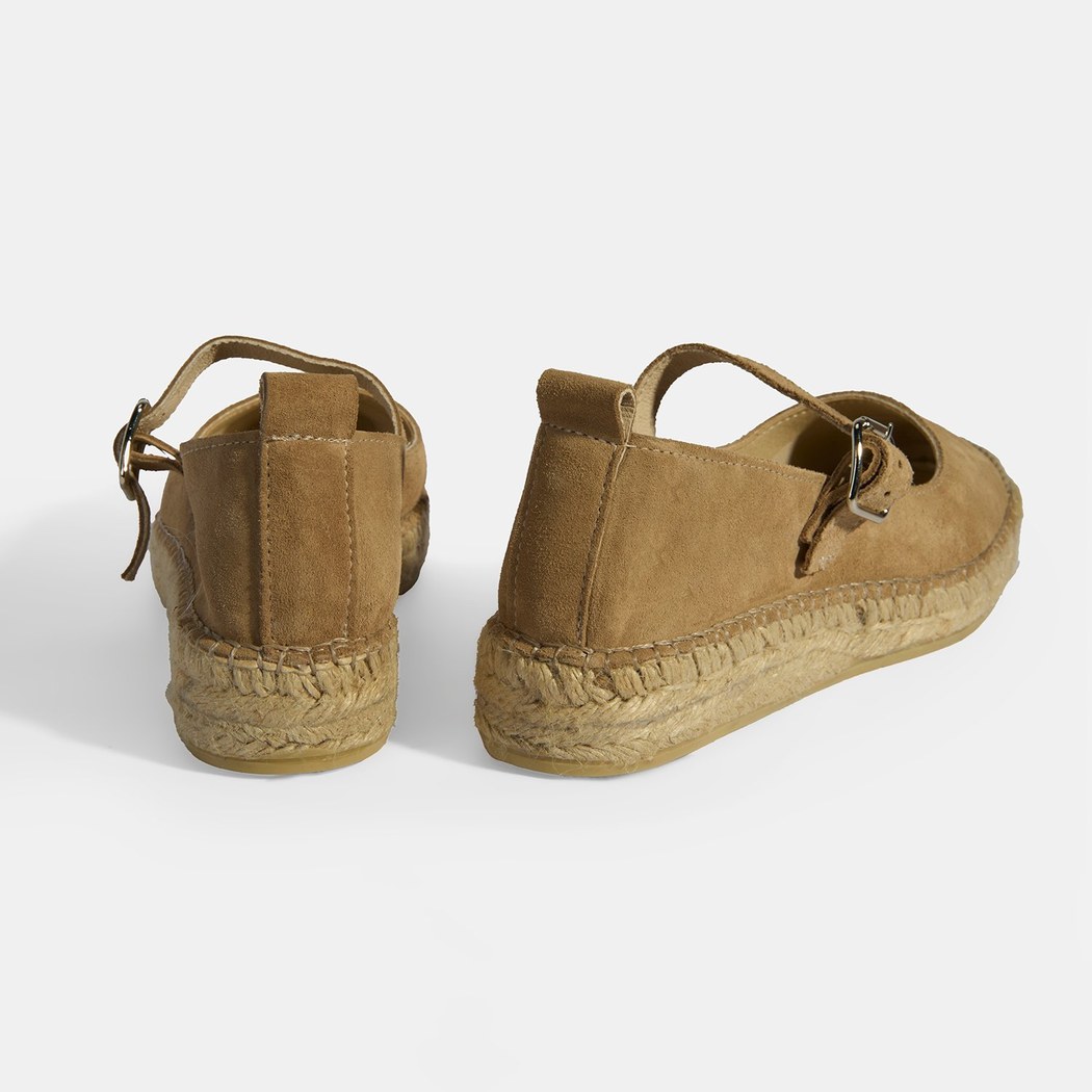 Bej Kadın Toka Detaylı Süet Mary Jane Espadril