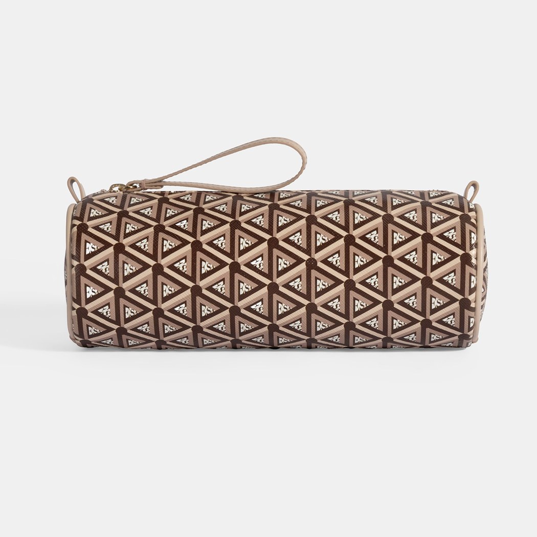 Bej Monogram Desenli Kalemlik/Tıraş/Makyaj Çantası