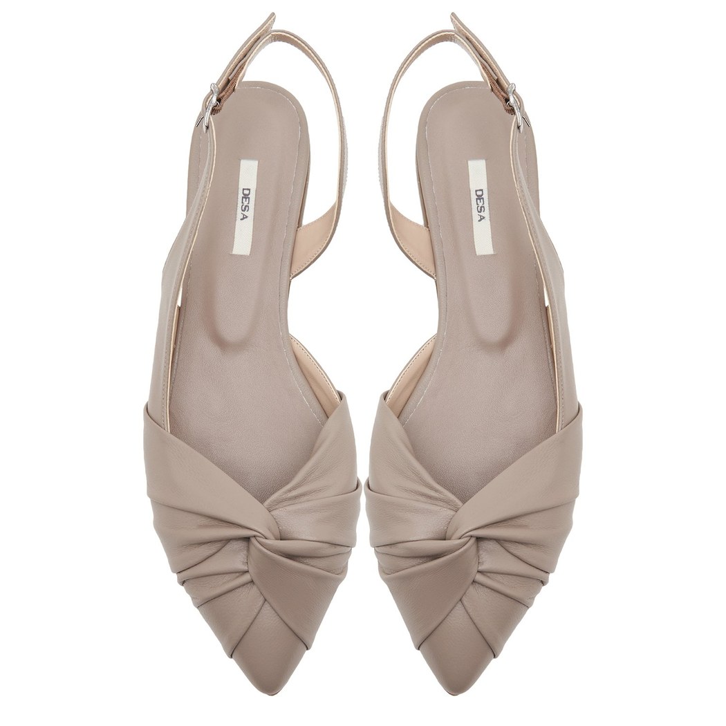 Bej Nodo Kadın Deri Babet