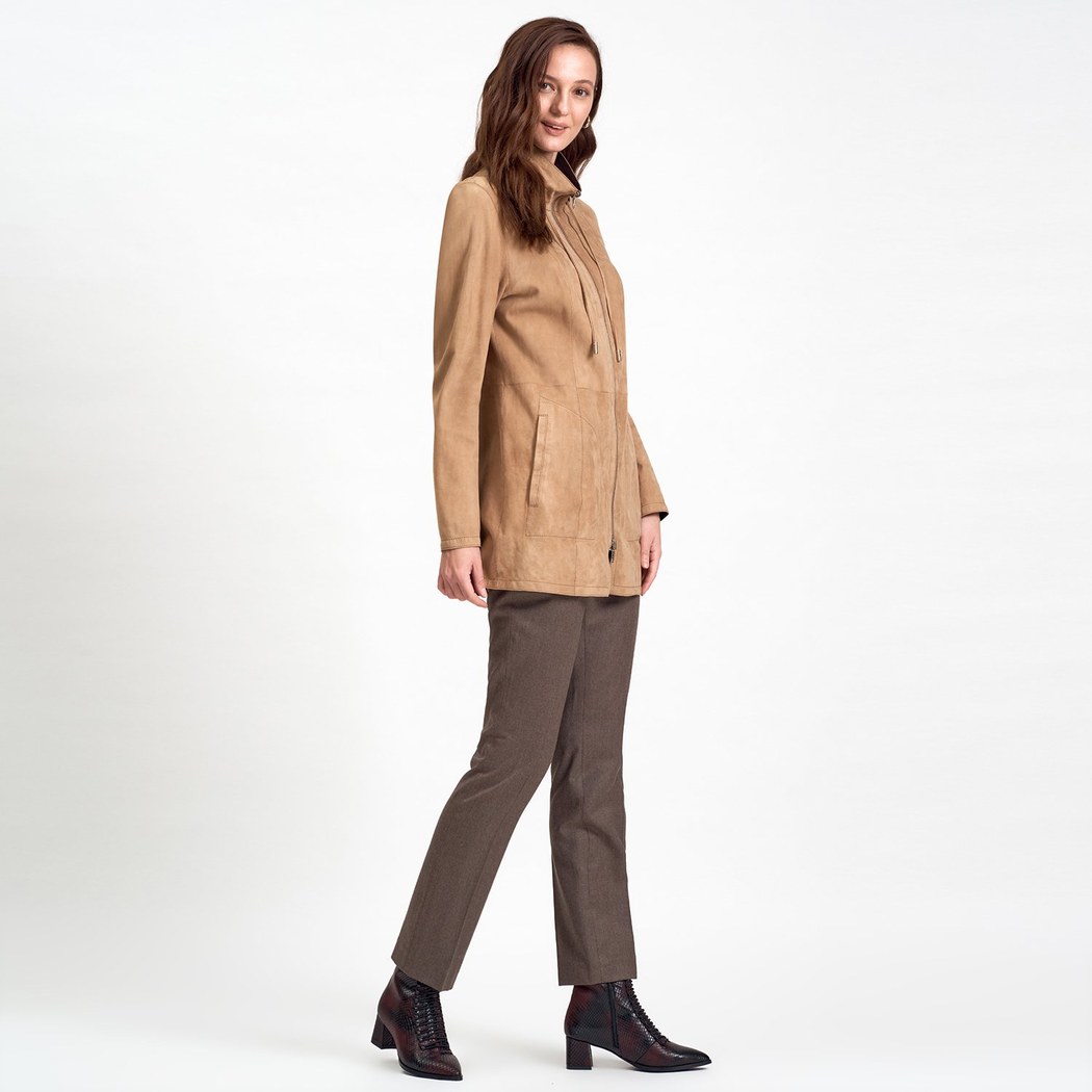 Bej Pietra Kadın Çift Taraflı Süet Ceket