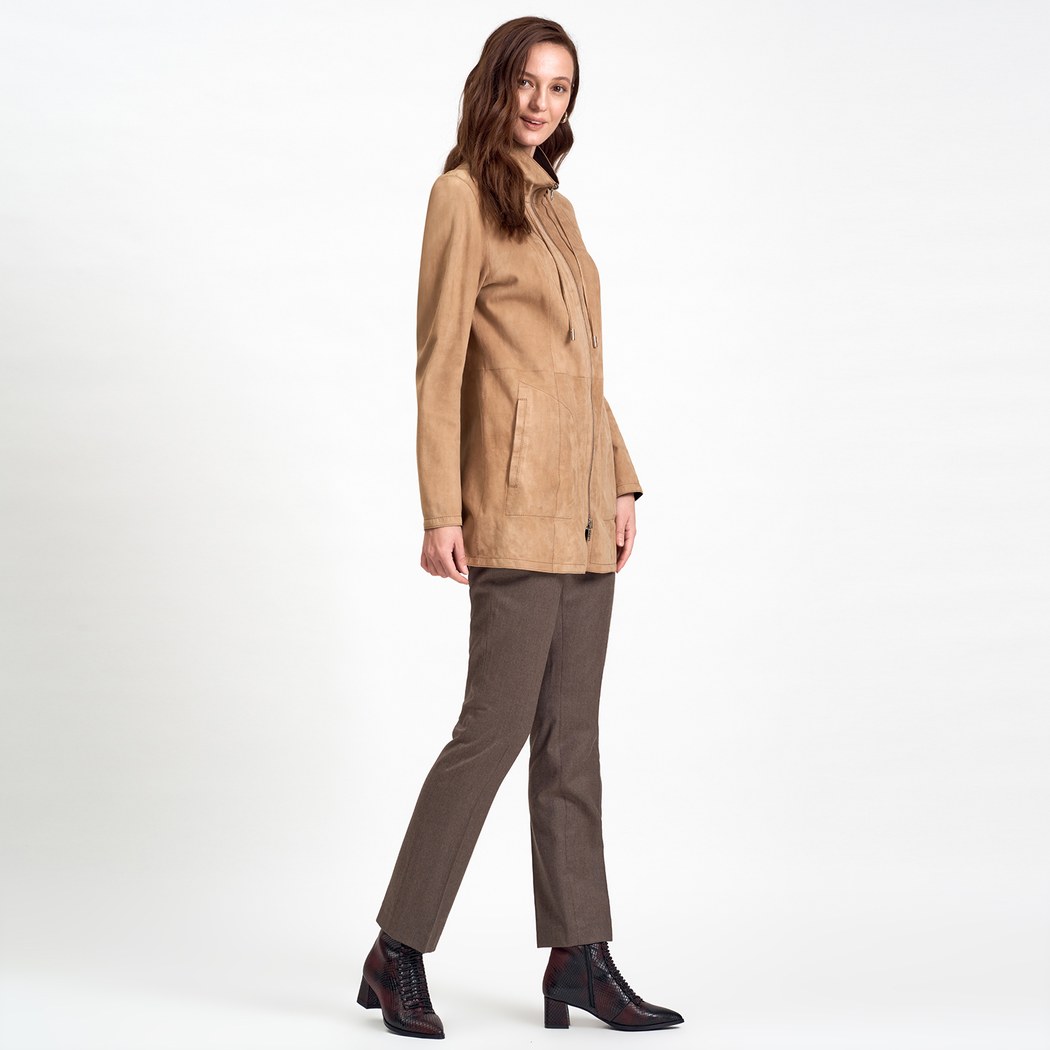 Bej Pietra Kadın Çift Taraflı Süet Ceket