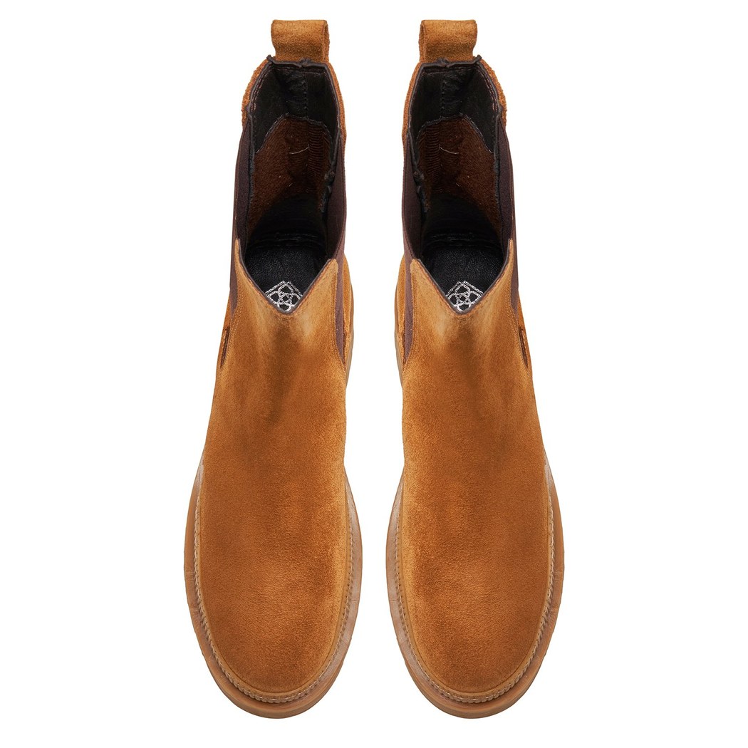 Bellisimo Taba Kadın Yandan Lastikli Süet Deri Chelsea Bot