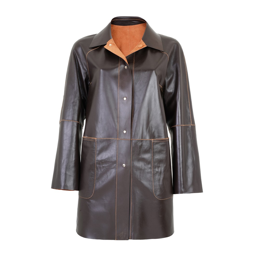 Bena Konyak Kadın Çift Taraflı Süet Deri Pardösü