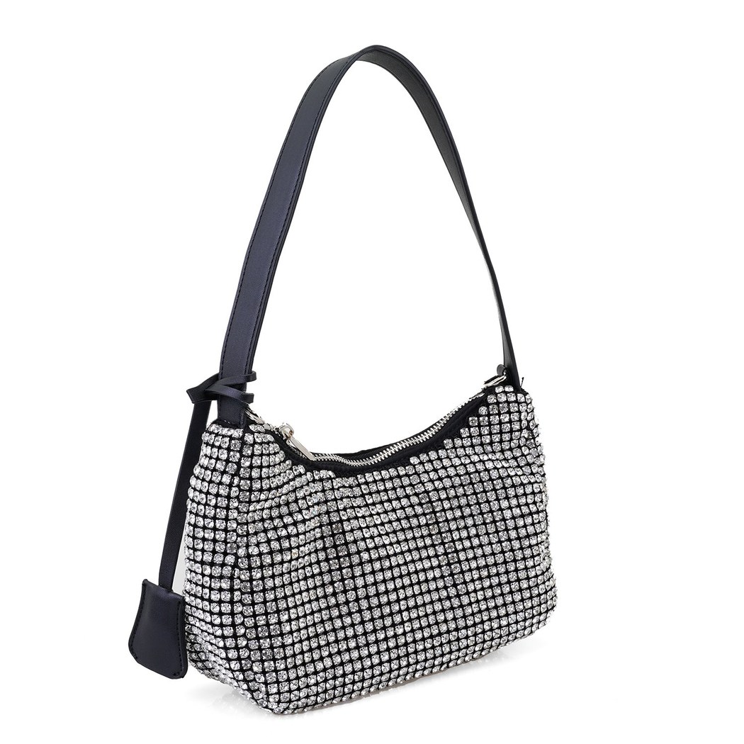 Berenice Siyah Kadın Parlak Taşlı Gece Çantası