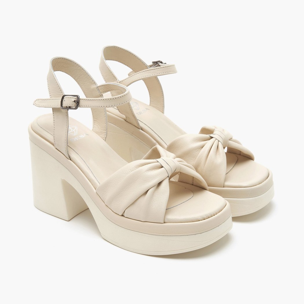 Bette Ekru Kadın Deri Sandalet