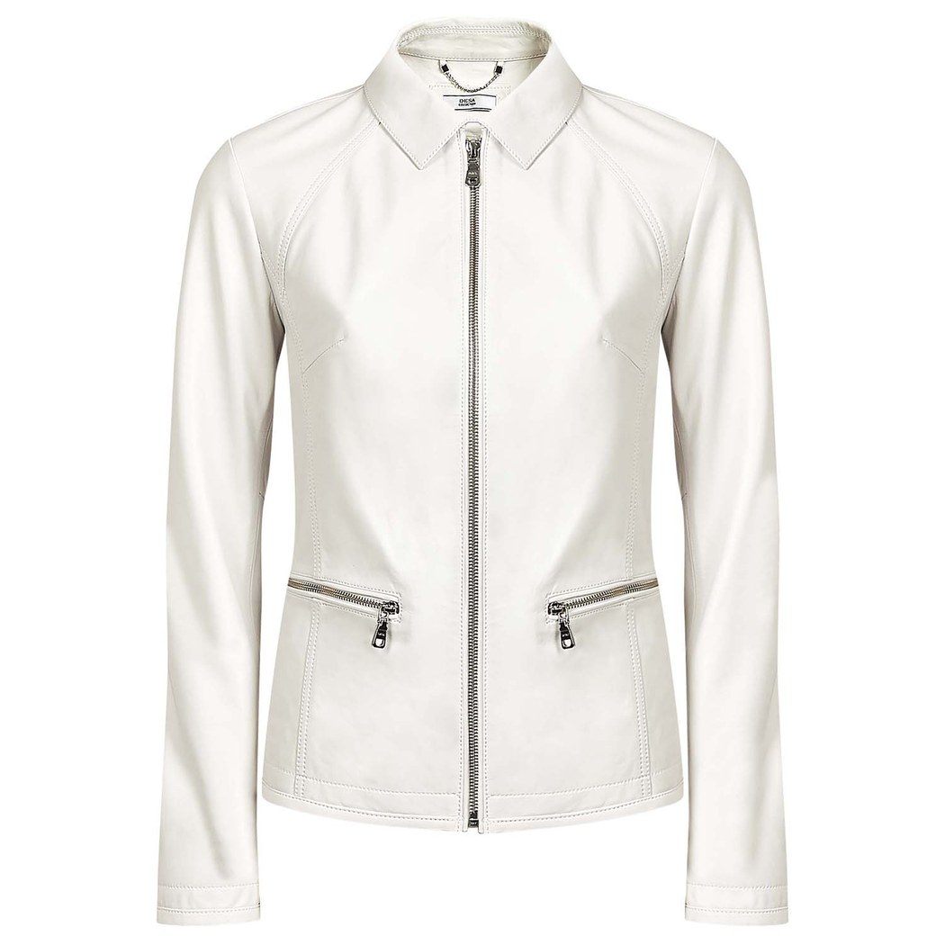 Beyaz Alda Kadın Deri Ceket