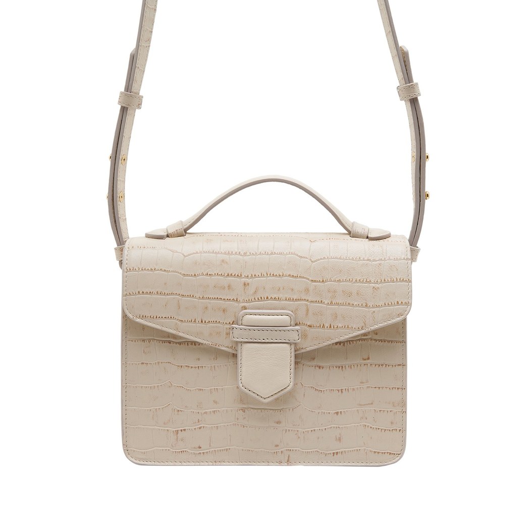 Beyaz Diode Kadın Deri Omuz Askılı Çanta