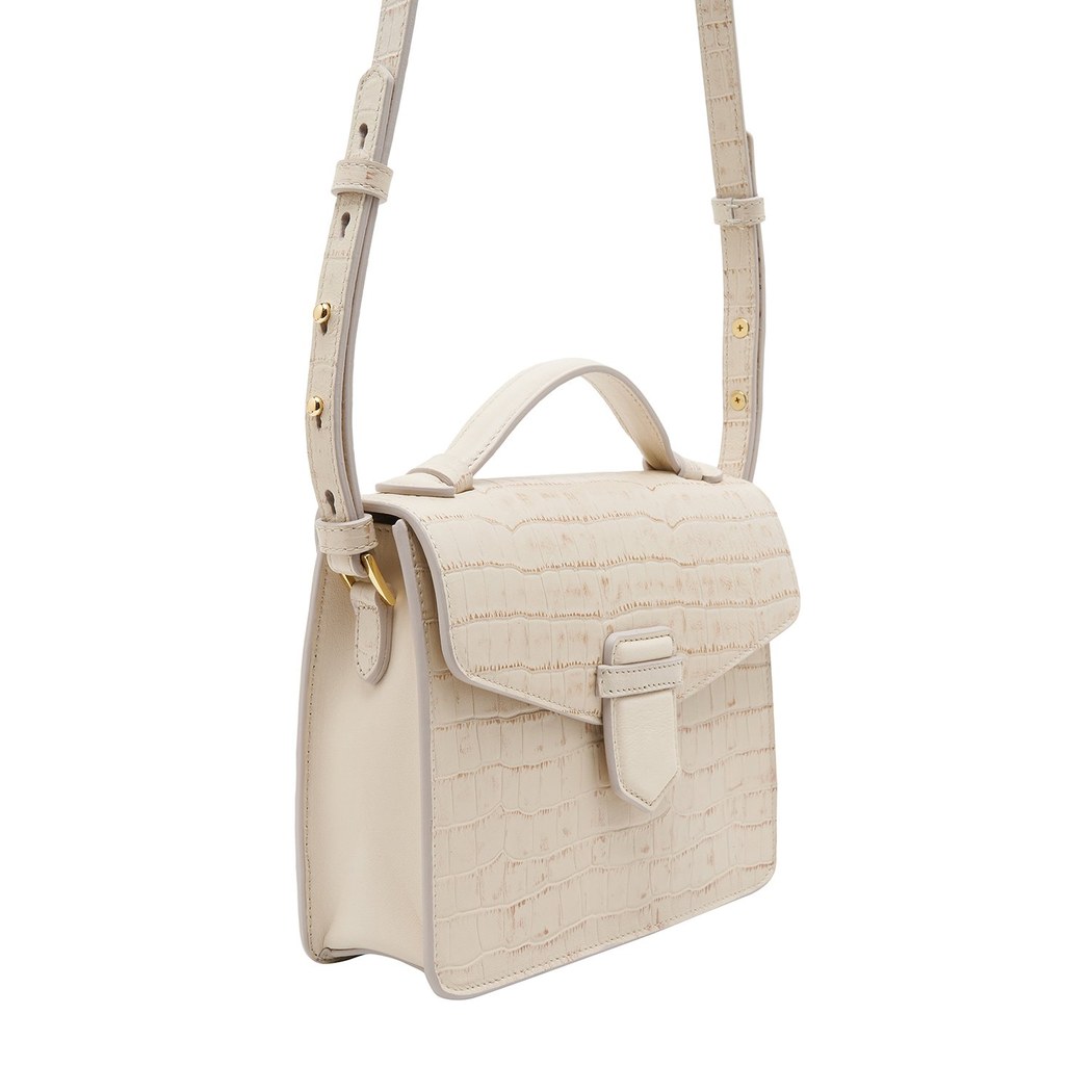 Beyaz Diode Kadın Deri Omuz Askılı Çanta