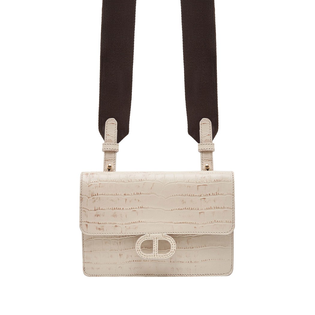 Beyaz Fels Kadın Deri Omuz Askılı Çanta