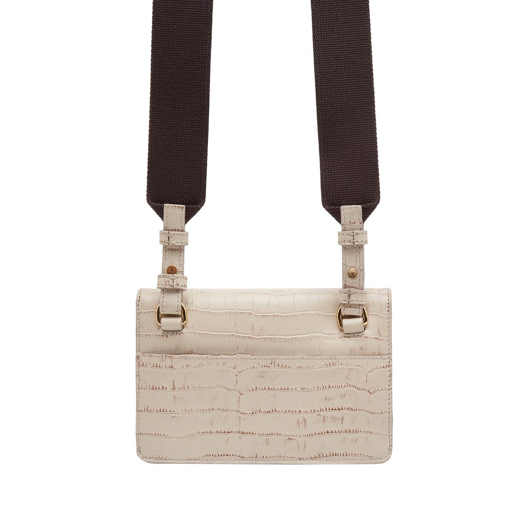 Beyaz Fels Kadın Deri Omuz Askılı Çanta