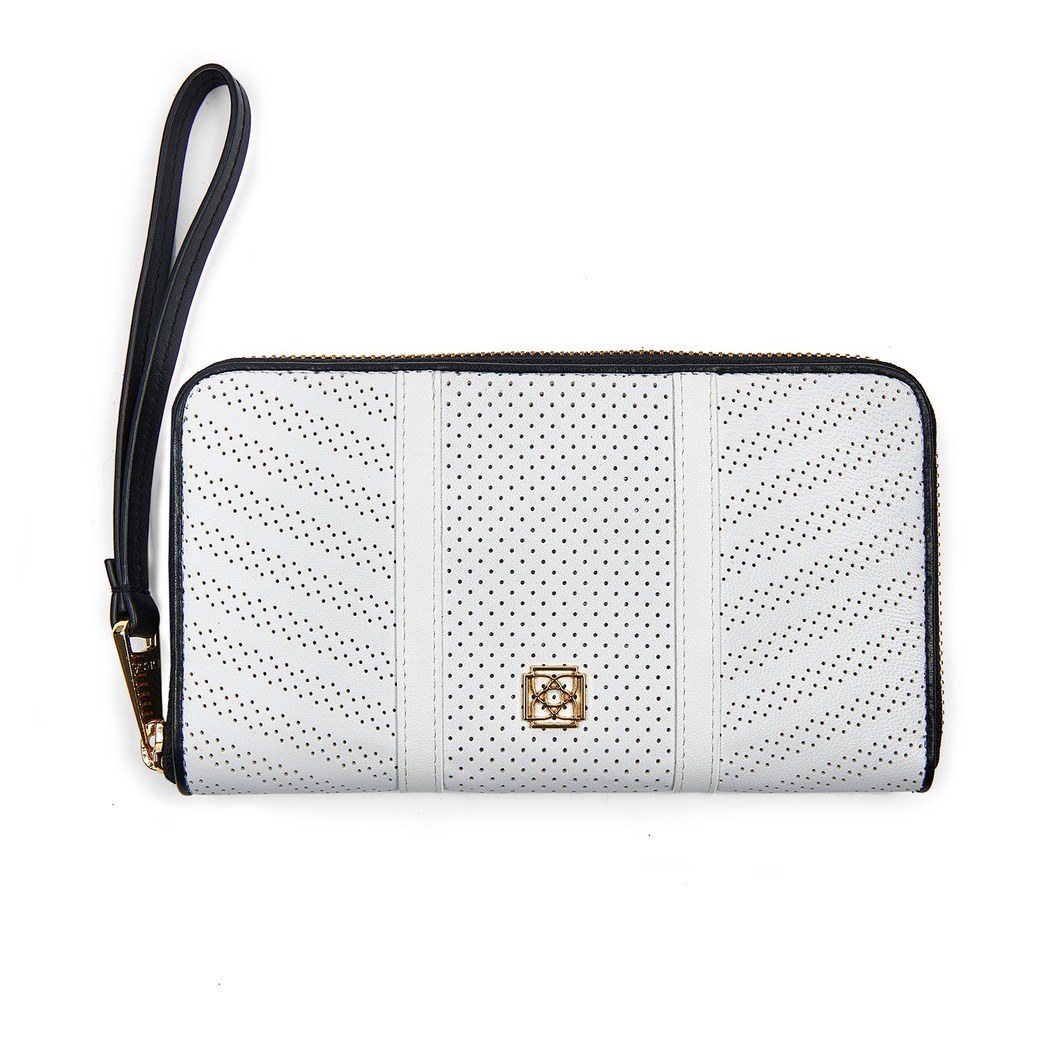Beyaz Kadın Perfore Deri Cüzdan