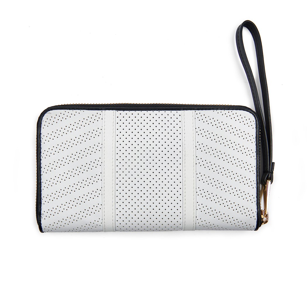 Beyaz Kadın Perfore Deri Cüzdan