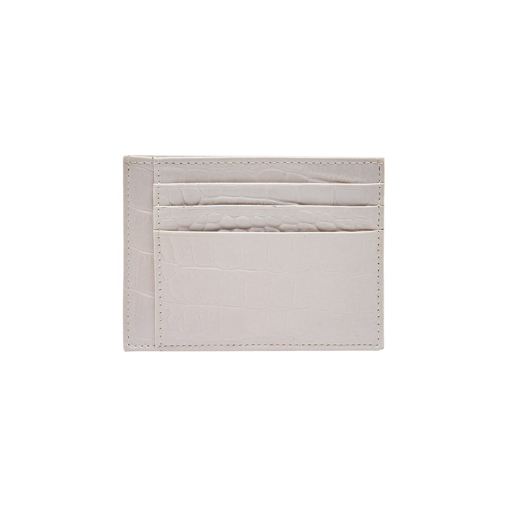 Beyaz Kroko Baskılı Deri Kartlık