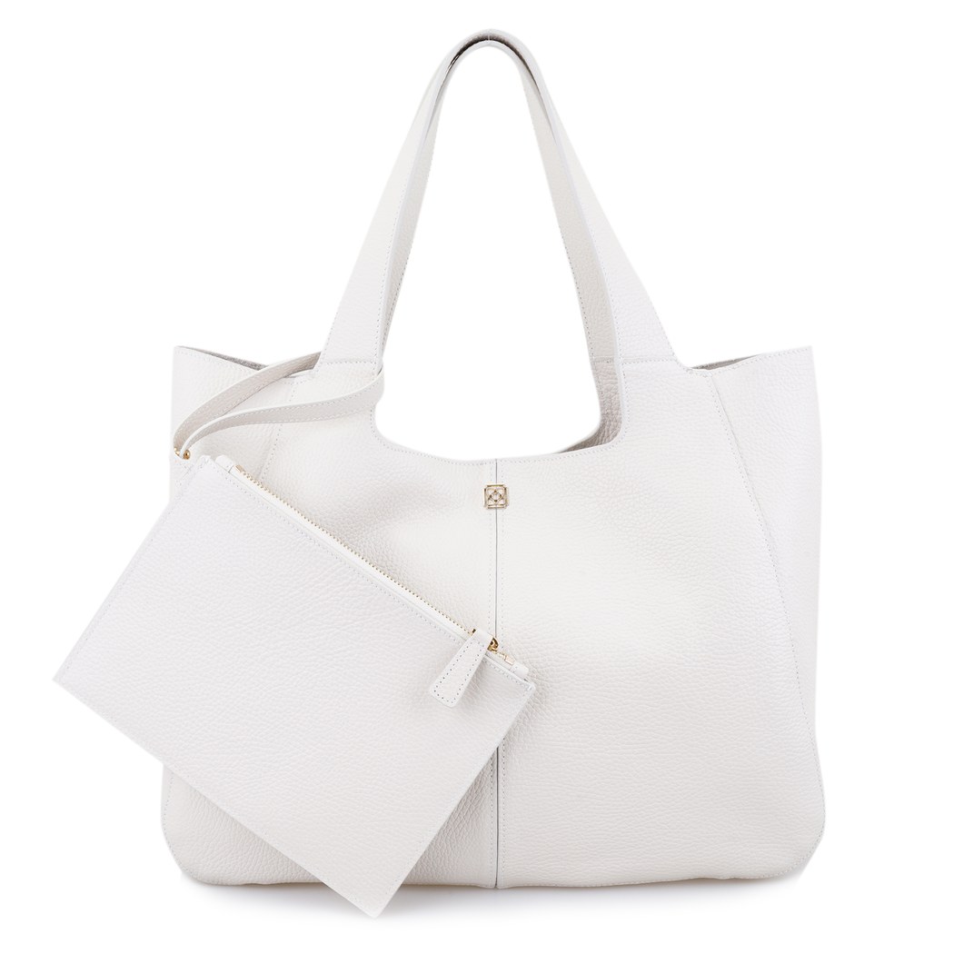 Beyaz Megan Kadın Deri Omuz Askılı Çanta