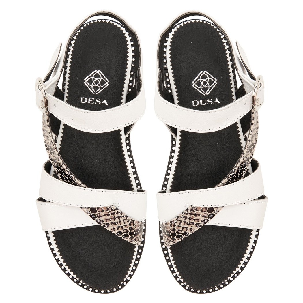 Beyaz Rayne Kadın Deri Sandalet