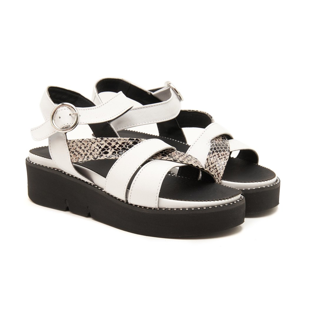 Beyaz Rayne Kadın Deri Sandalet
