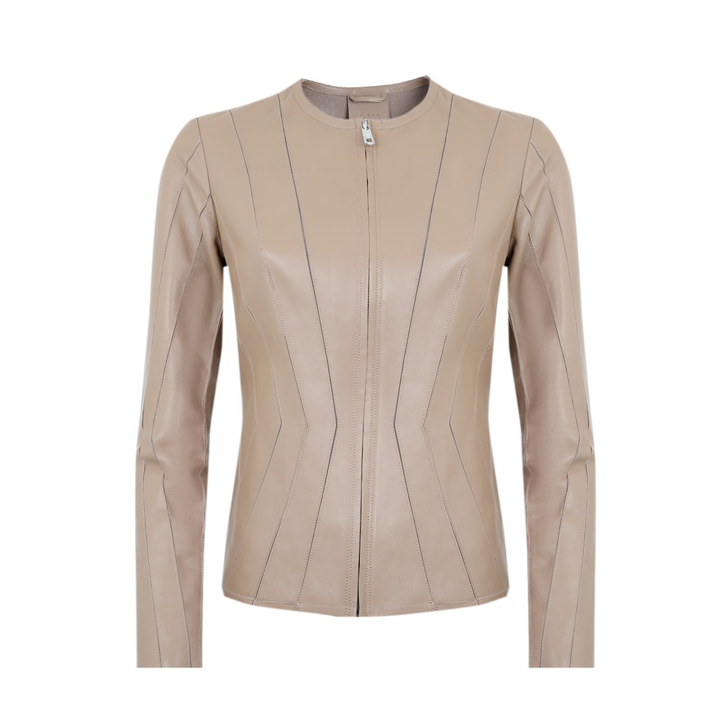Bienna Bej Kadın Panelli Deri Ceket