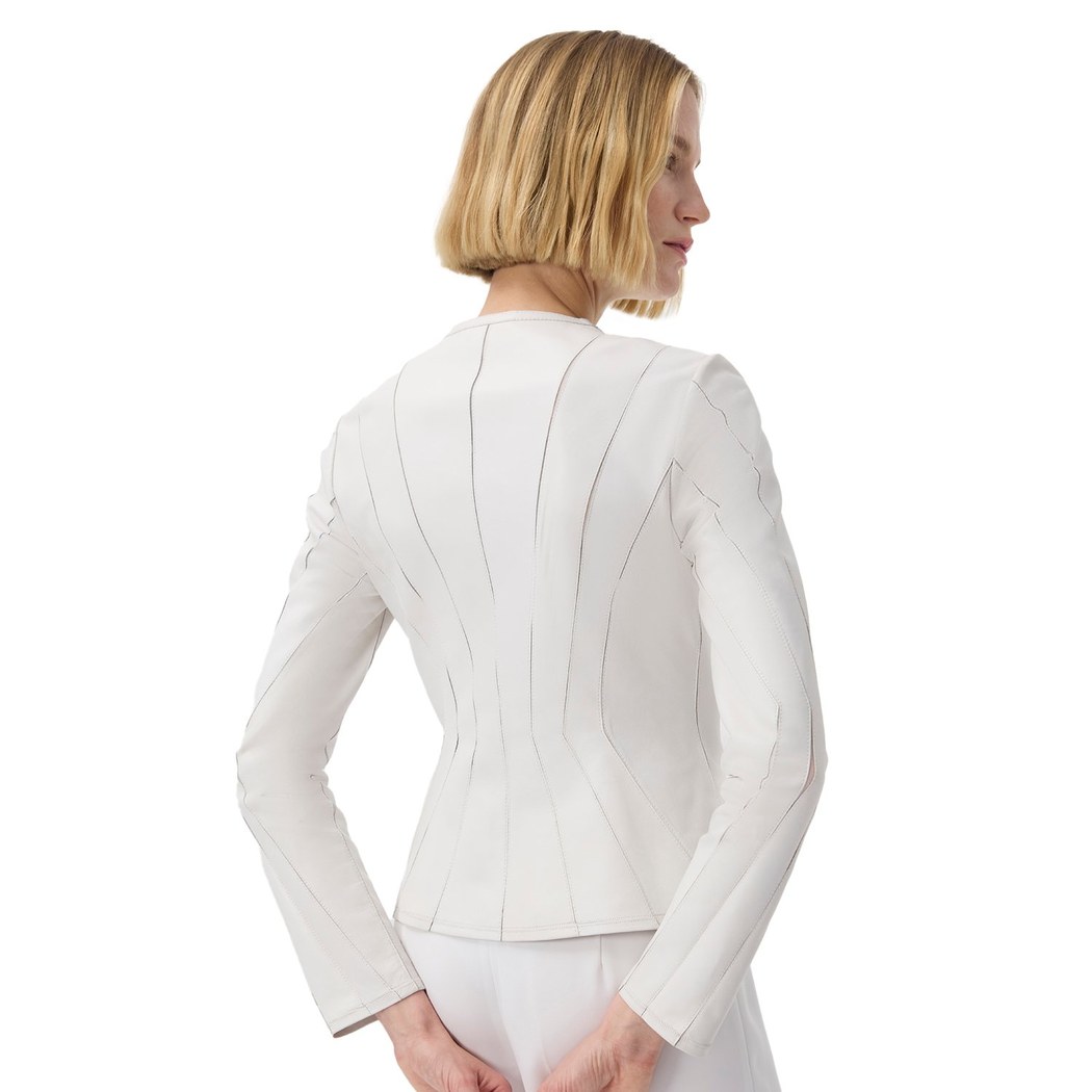 Bienna Beyaz Kadın Panelli Deri Ceket