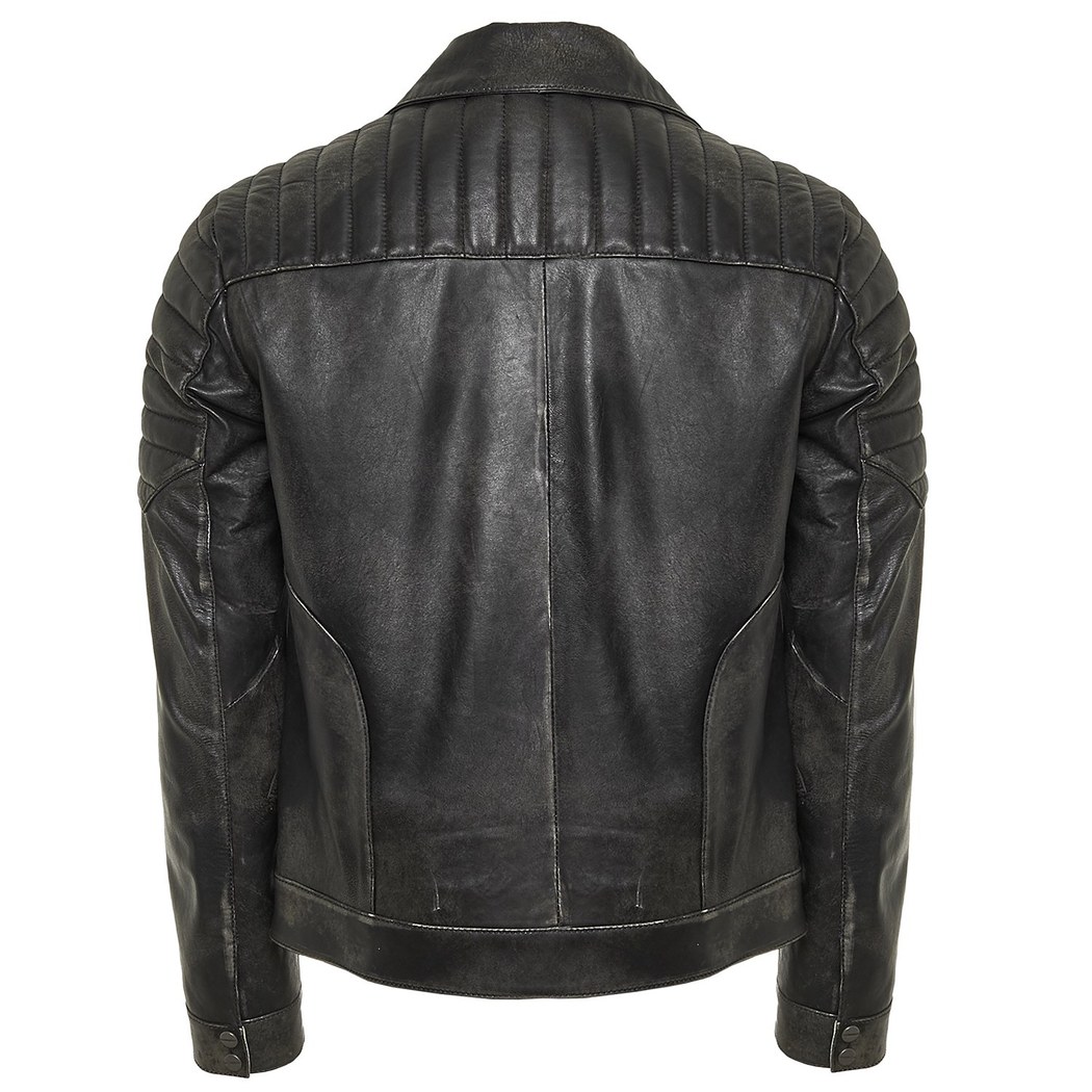 Bill Siyah Erkek Biker Deri Mont