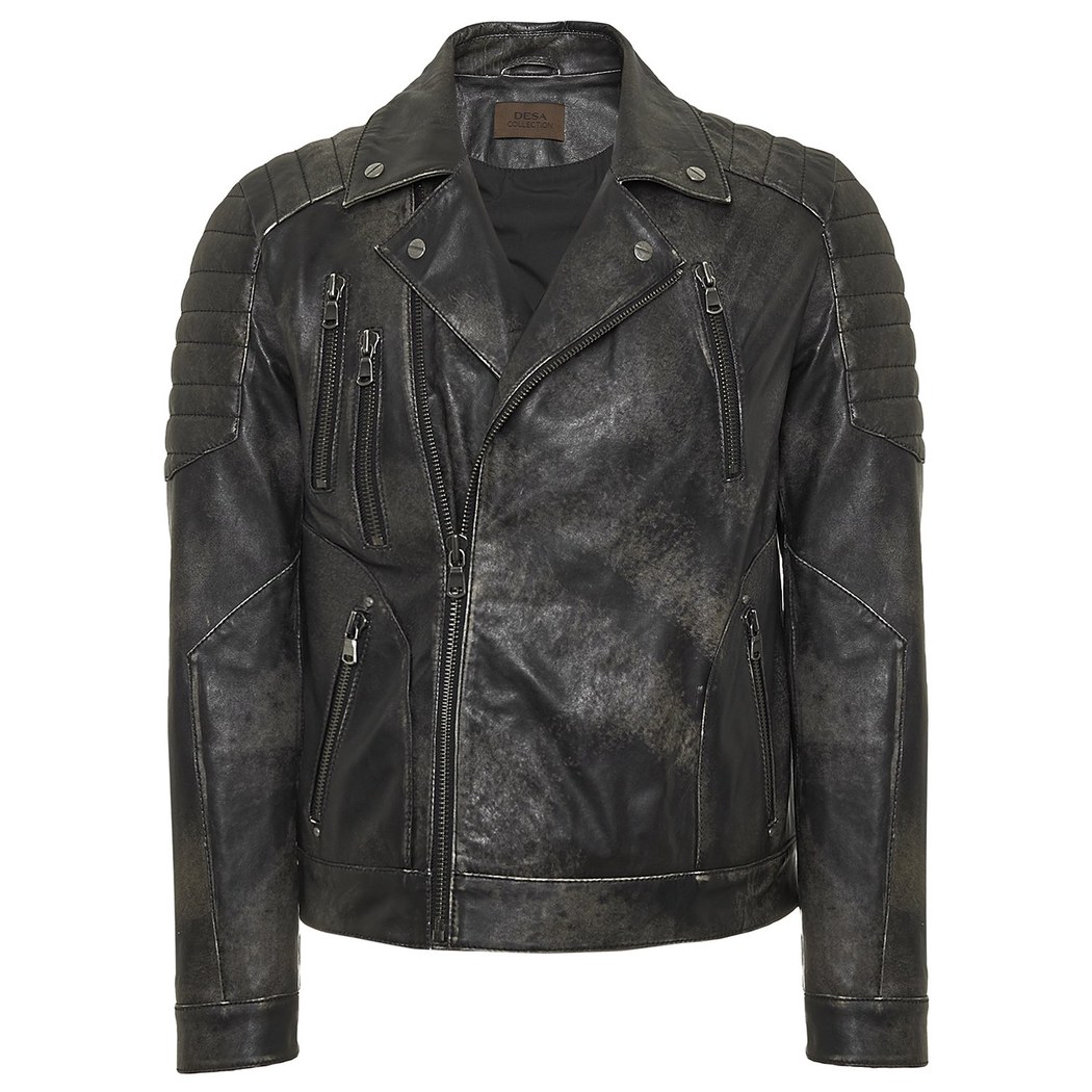 Bill Siyah Erkek Biker Deri Mont