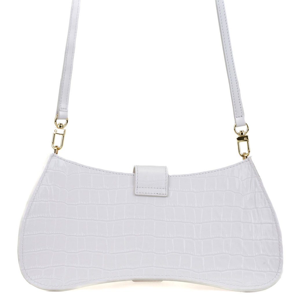 Blatt Beyaz Kadın Kroko Baskılı Deri Omuz Çantası
