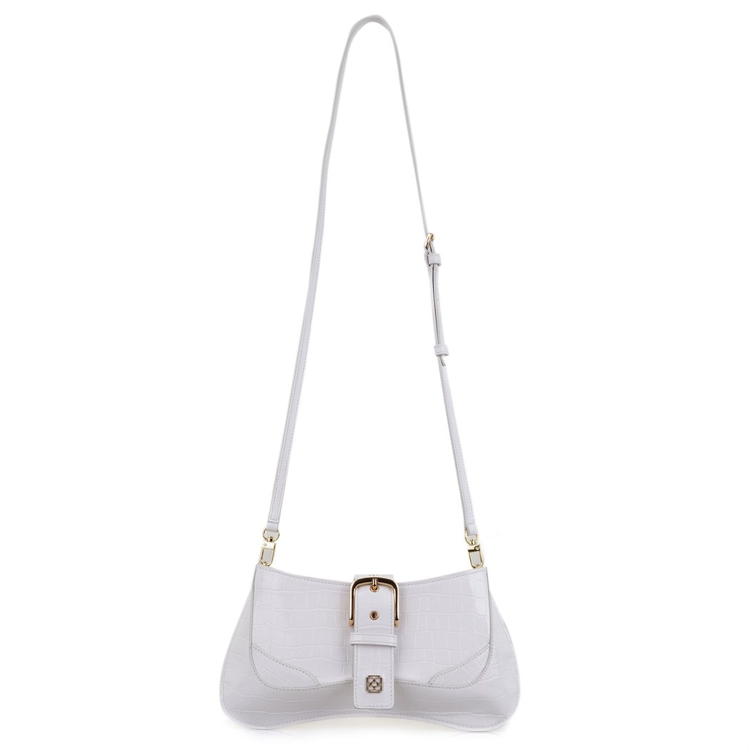 Blatt Beyaz Kadın Kroko Baskılı Deri Omuz Çantası
