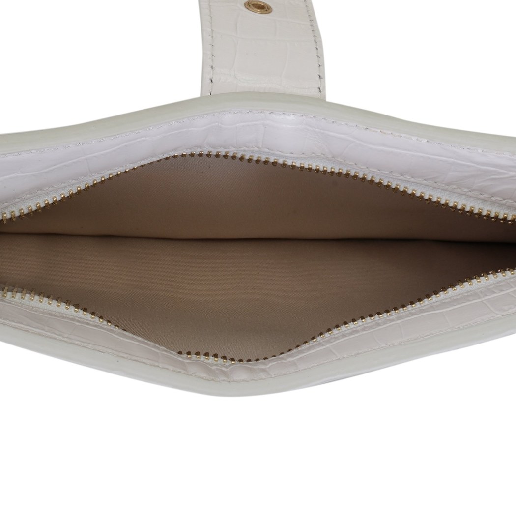 Blatt Beyaz Kadın Kroko Baskılı Deri Omuz Çantası