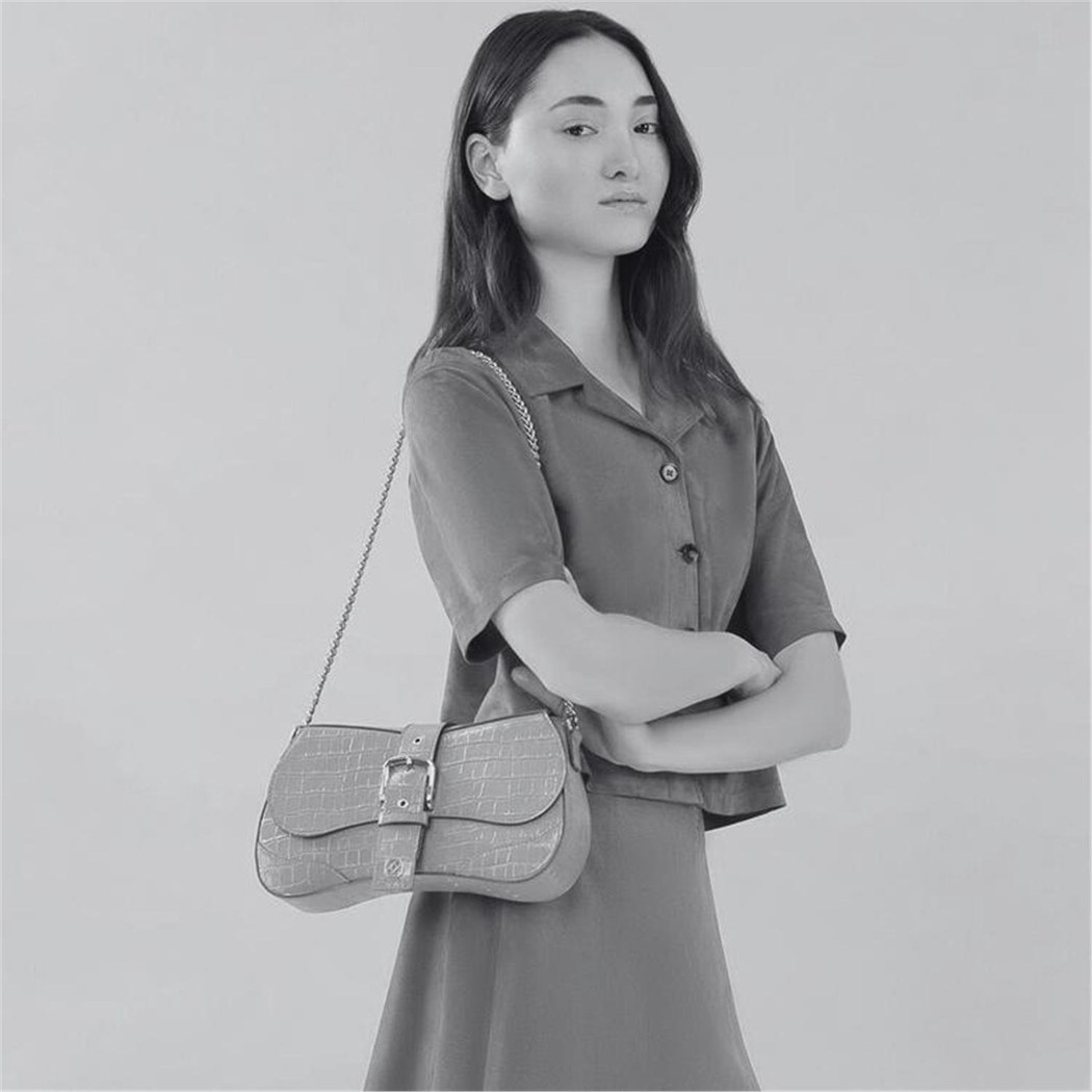 Blatt Sarı Kadın Kroko Baskılı Deri Omuz Çantası