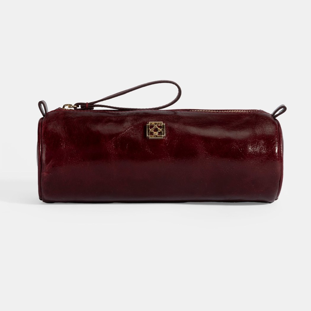 Bordo Deri Kalemlik/Tıraş/Makyaj Çantası