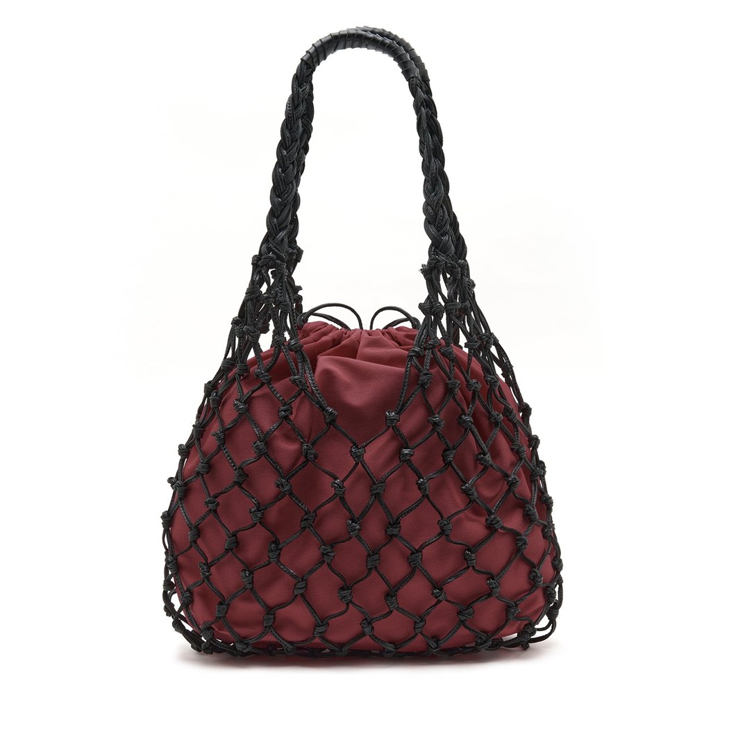 Bordo El Emeği Örgü Deri Çanta