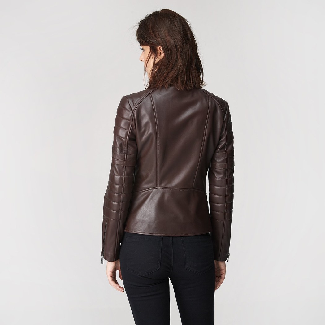 Bordo Emesta Kadın Deri Ceket