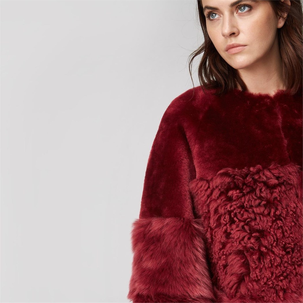 Bordo Enriqua Kadın Kürk Mont