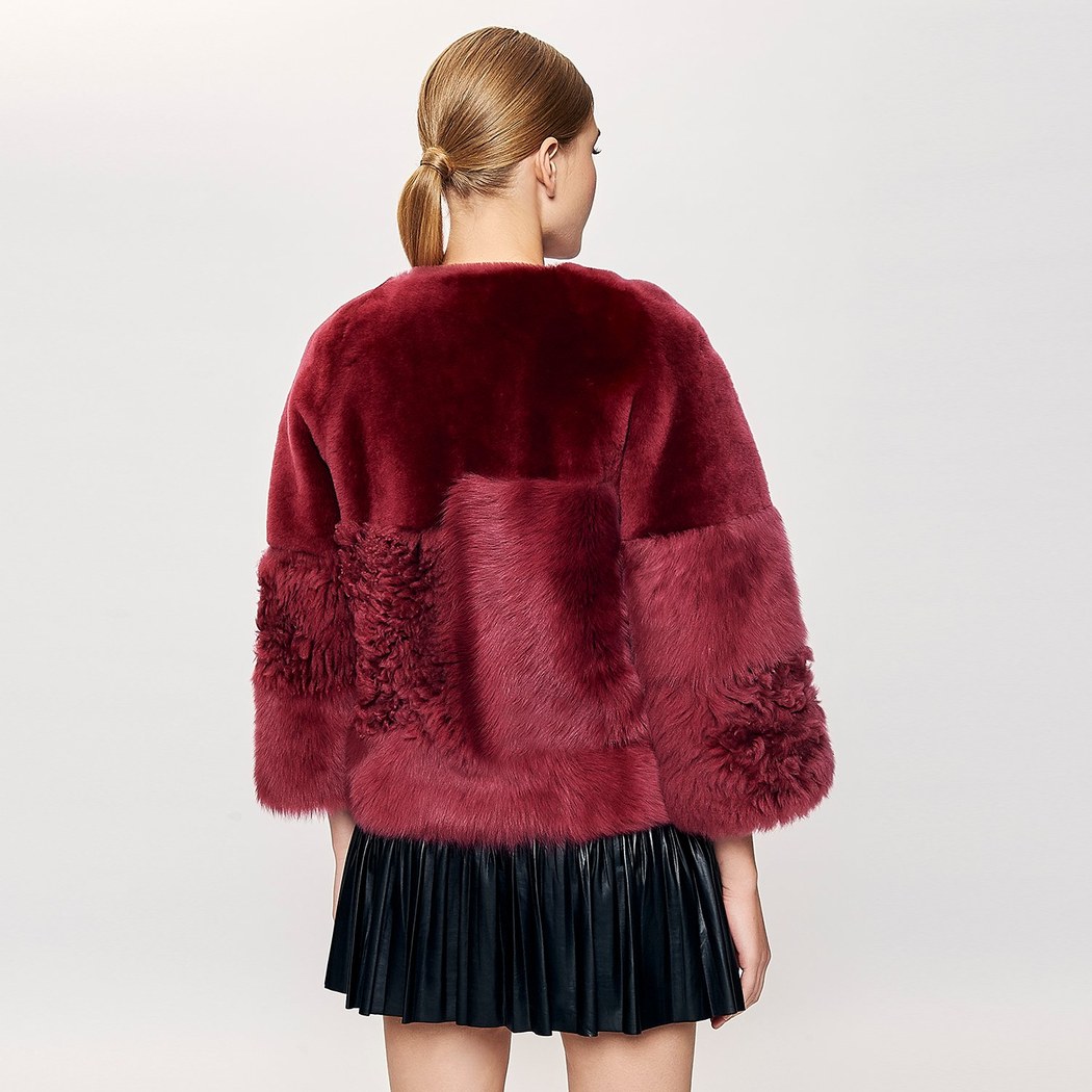 Bordo Enriqua Kadın Kürk Mont