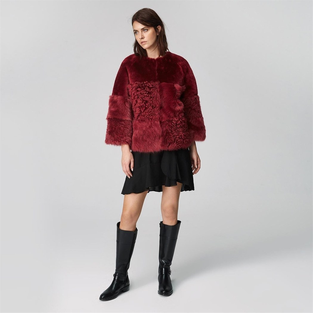 Bordo Enriqua Kadın Kürk Mont