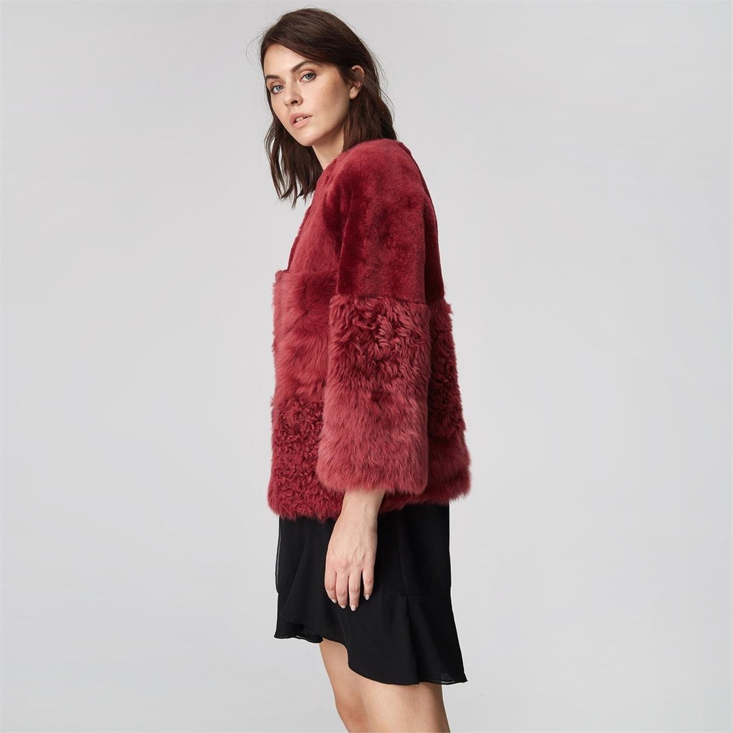 Bordo Enriqua Kadın Kürk Mont