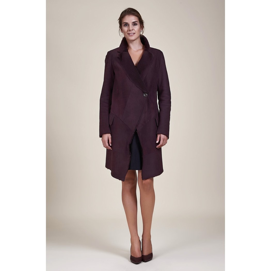 Bordo Joanna Kadın Kürk Kaban