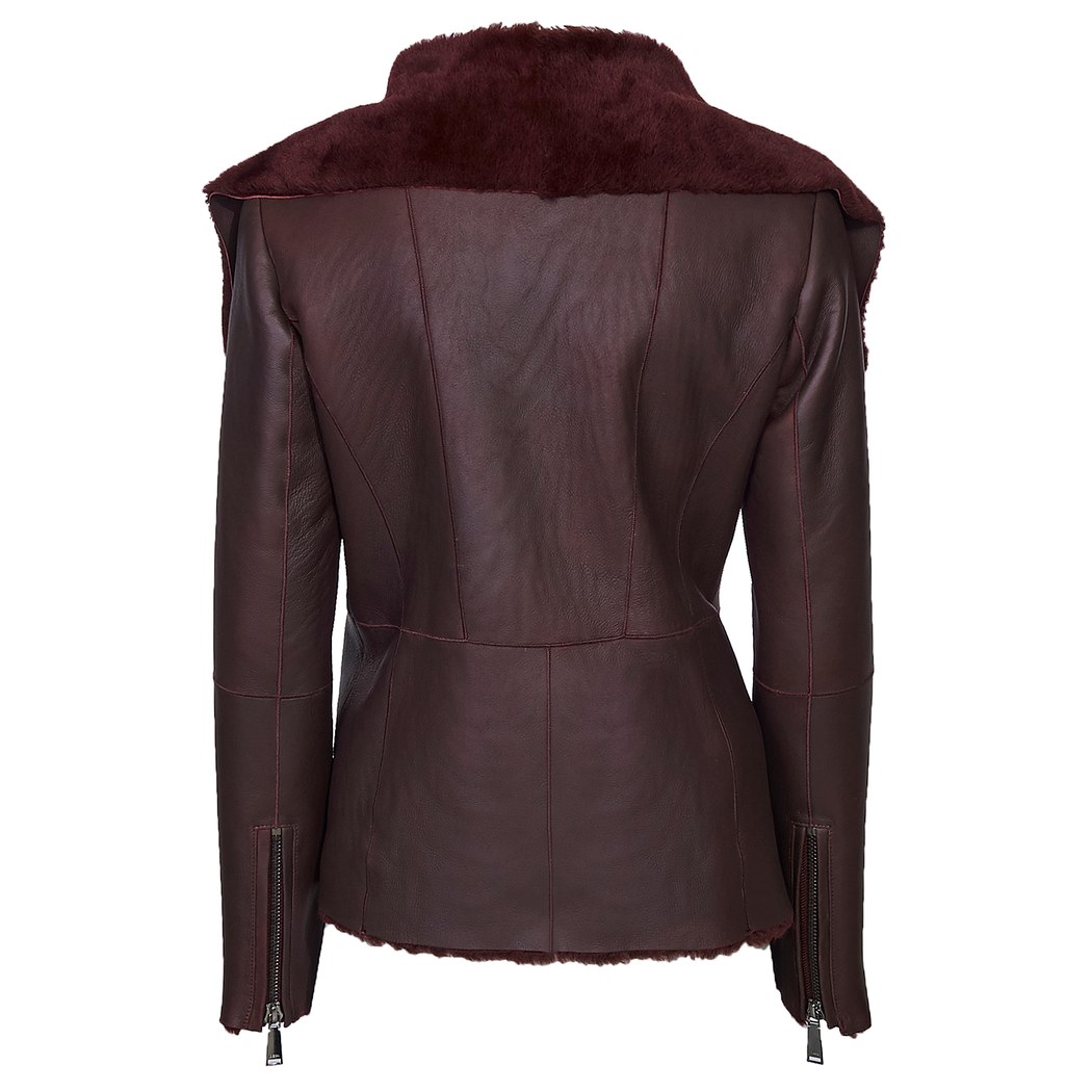 Bordo Lucia Kadın Kısa Kürk Kaban