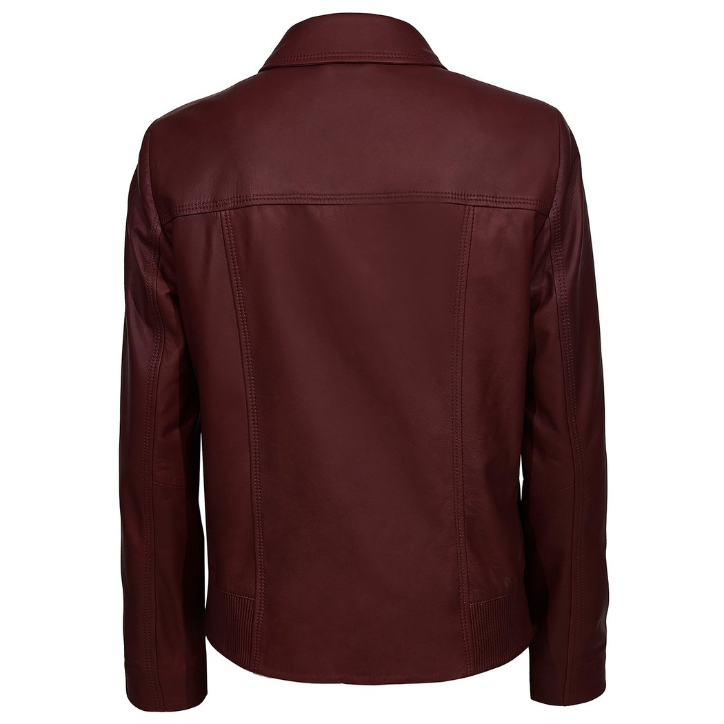 Bordo Merla Kadın Deri Mont