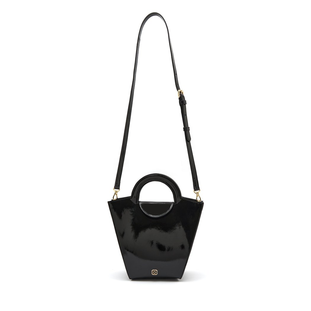 Botti Siyah Kadın Rugan Deri El Çantası