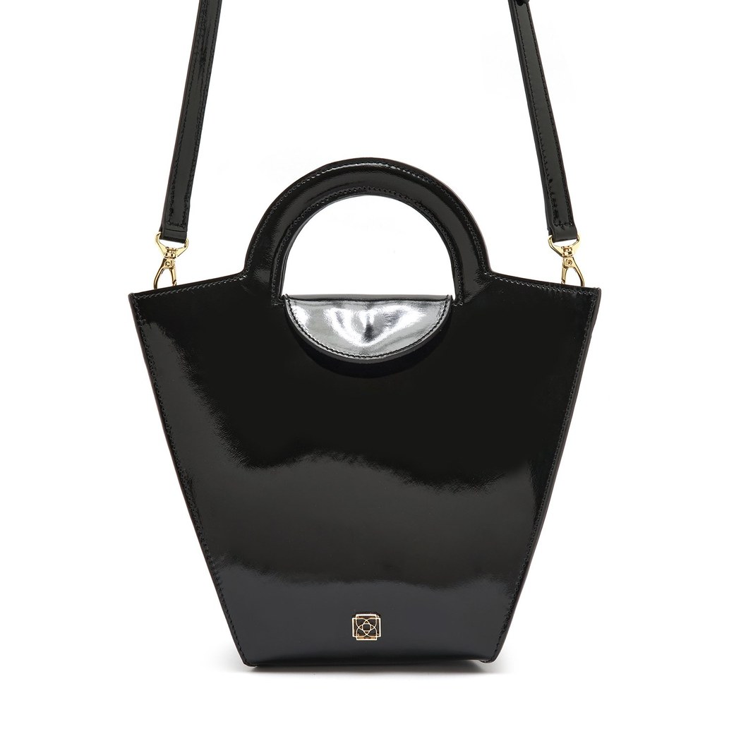 Botti Siyah Kadın Rugan Deri El Çantası