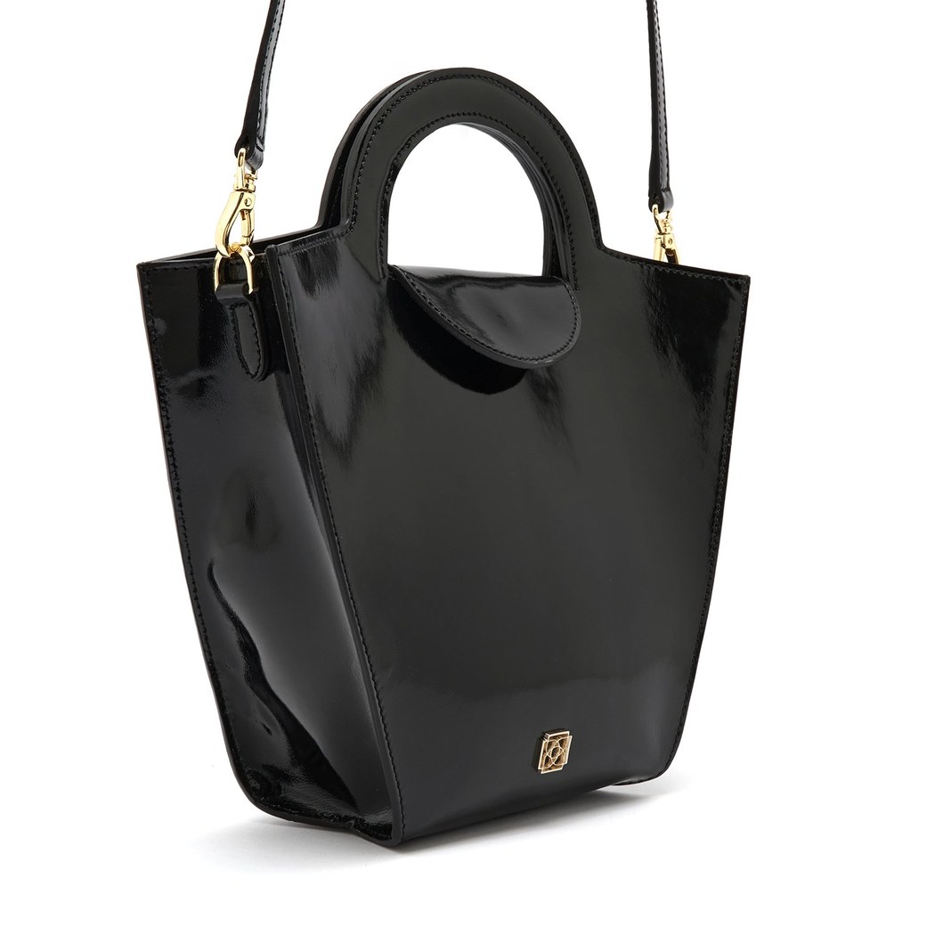 Botti Siyah Kadın Rugan Deri El Çantası