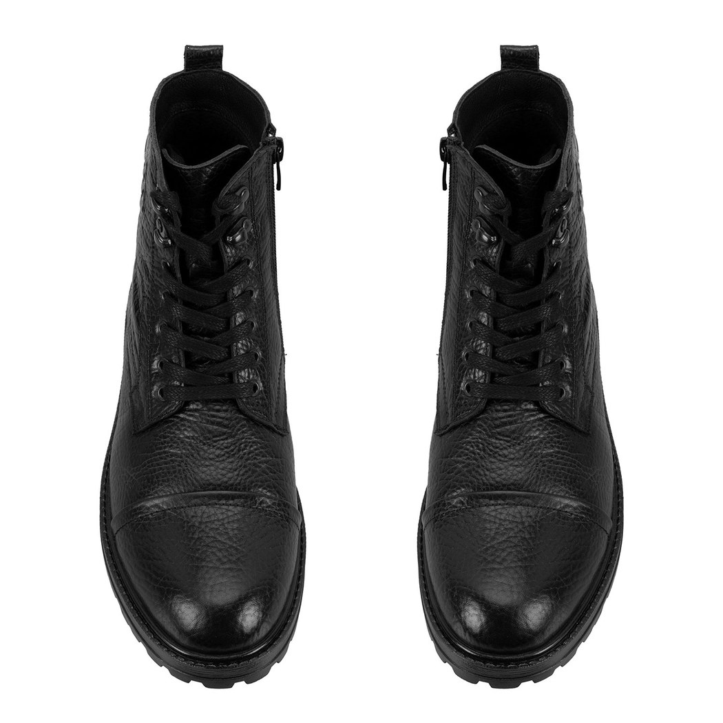 Bradyn Siyah Erkek Fermuarlı Deri Bot