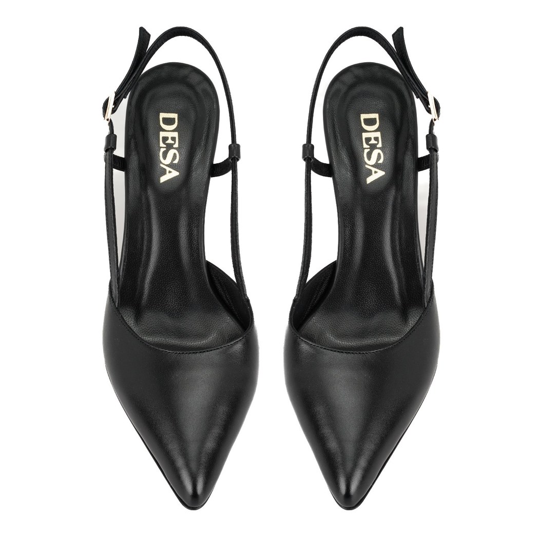 Brandie Siyah Kadın Ayarlanabilir Tokalı Topuklu Deri Abiye