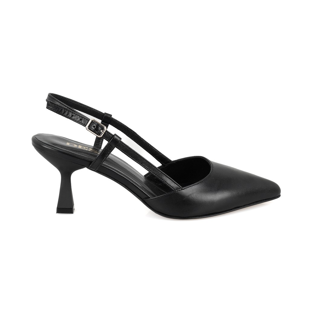 Brandie Siyah Kadın Ayarlanabilir Tokalı Topuklu Deri Abiye