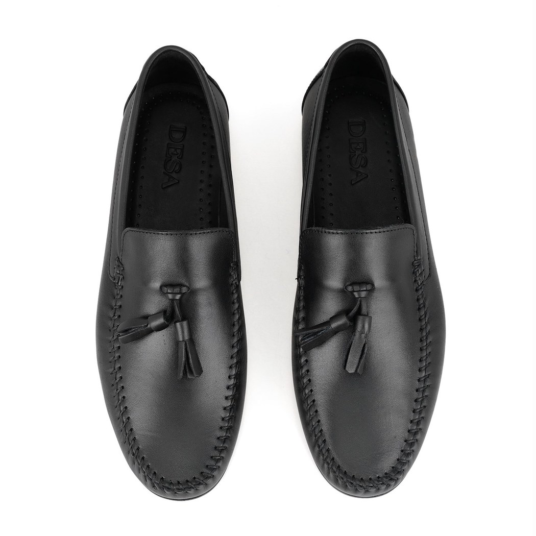 Brendan Siyah Erkek Deri Loafer