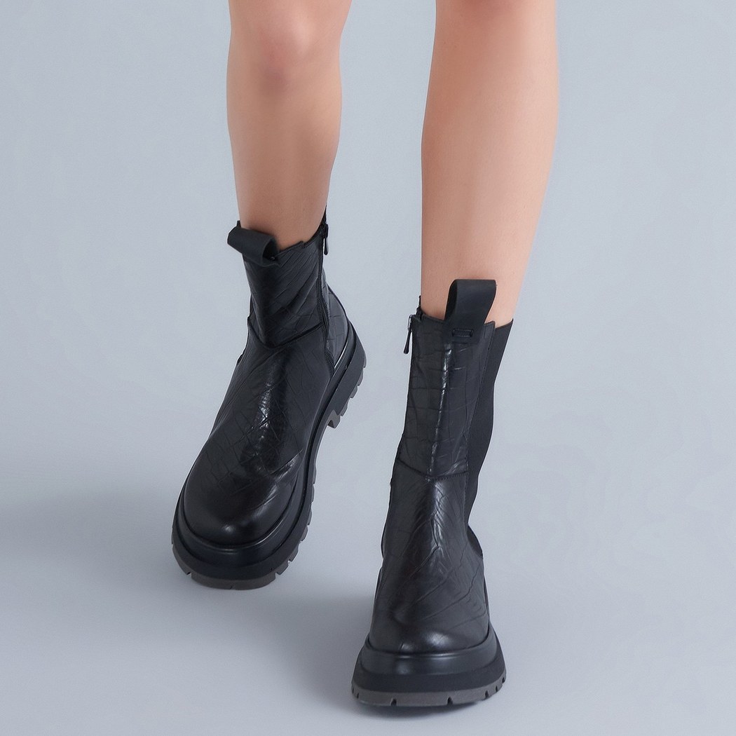 Brigett Chelsea Kadın Kroko Baskılı Deri Bot