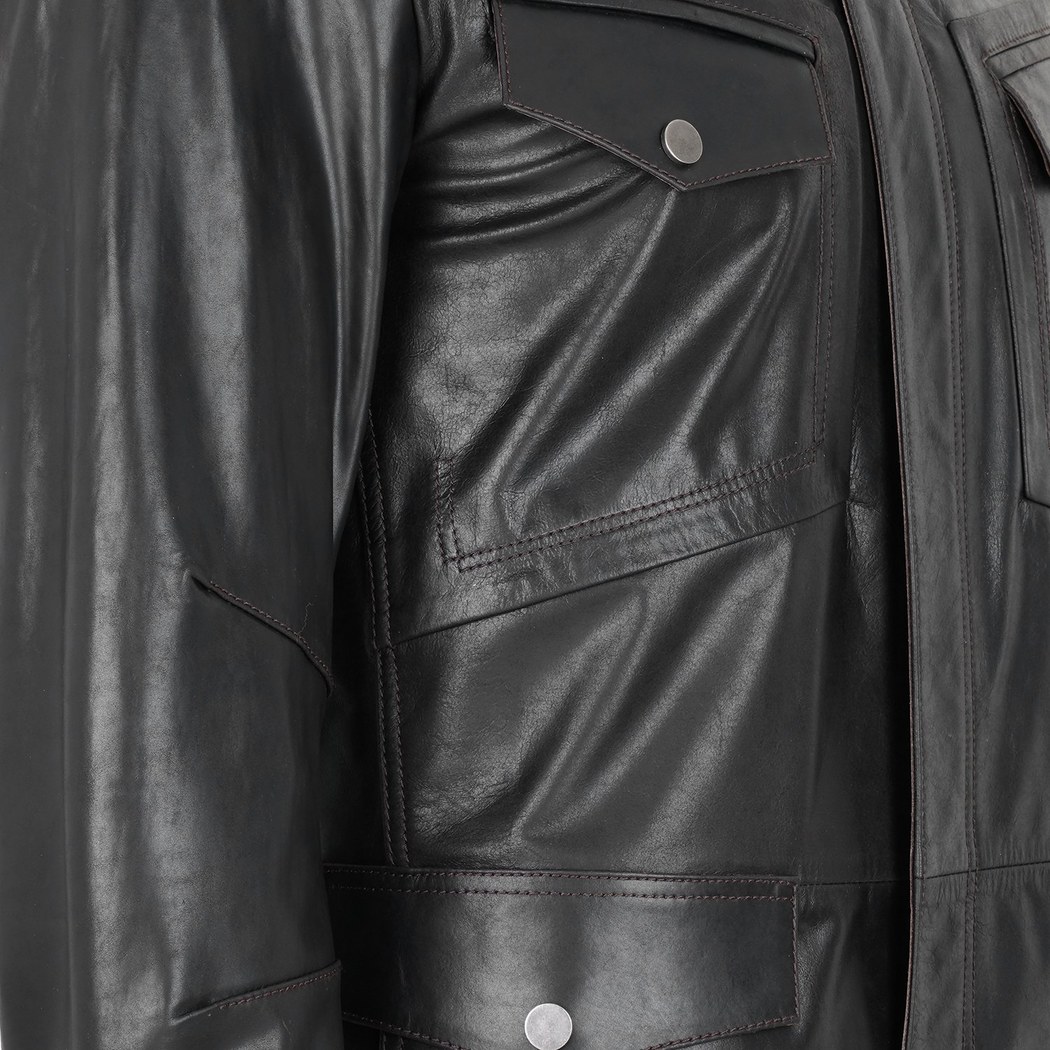 Briton Koyu Kahve Erkek Deri Mont