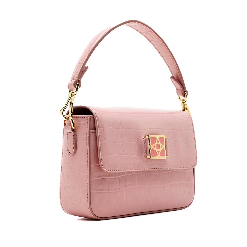 Bscene Pudra Kadın Kroko Baskılı Deri Omuz Çantası